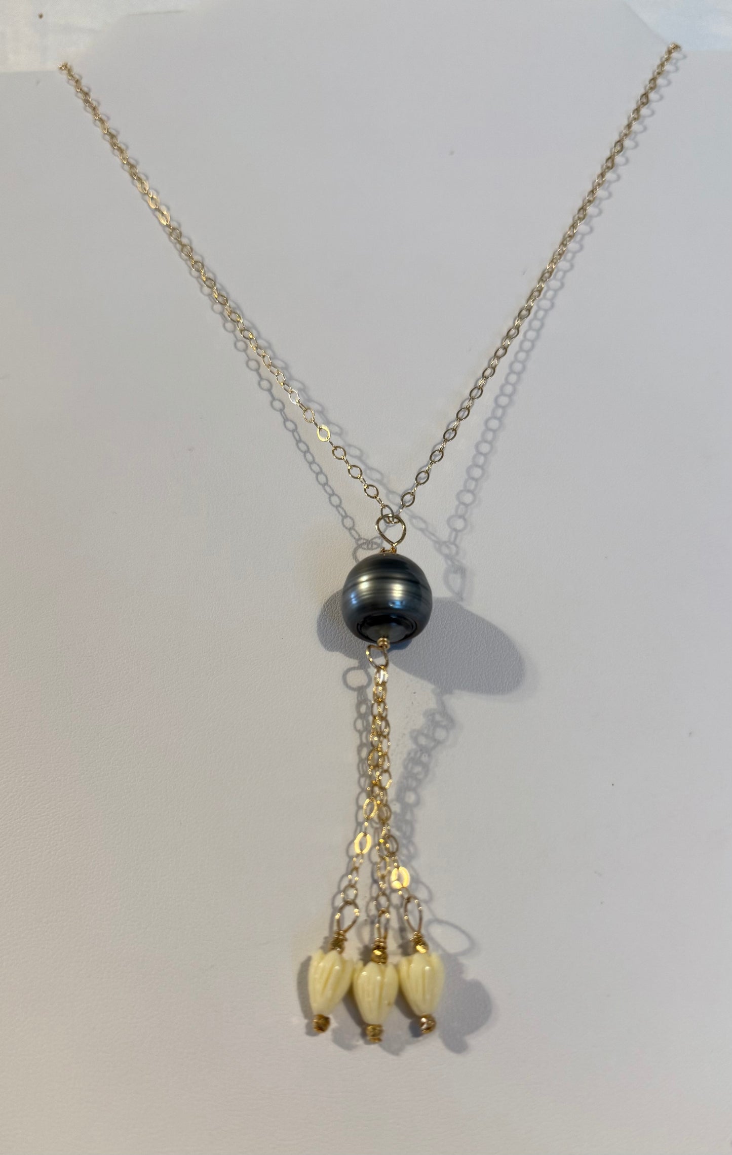 20” Pearl w/ dangle Pikake necklace