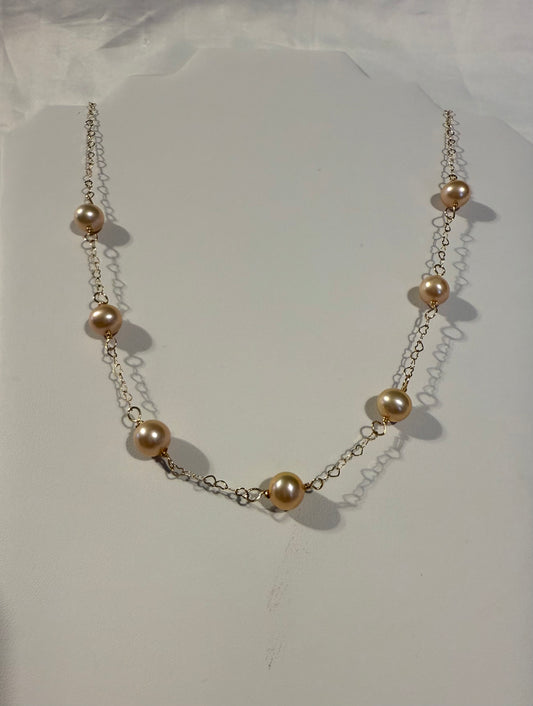 21” Pink Edison gold necklace